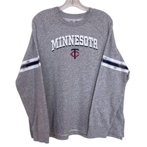 Minnesota Twins Sweatshirt Womens Size Medium Gray White Blue Long Sleeve